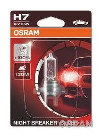 Блистер 1 брой Халогенна крушка за фар Osram H7 Night Breaker Silver +100% 55W 12V PX26D Блистер 1 брой - Avtozona