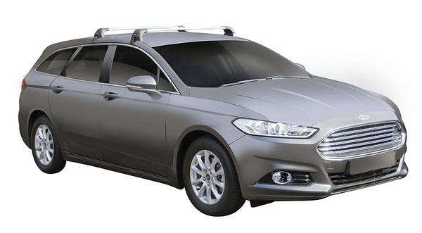 Напречни греди YAKIMA Flush за Ford Mondeo комби (2016–2024) с надлъжни греди – сиви, алуминиеви, супер аеродинамични