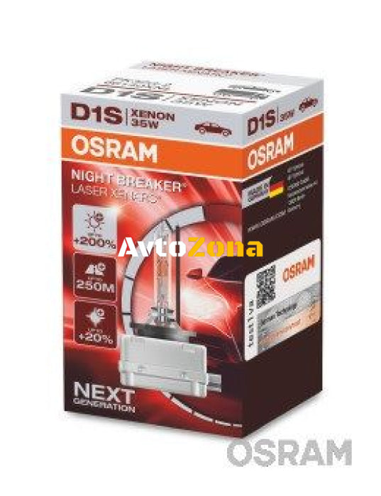 1 брой Крушка за фар xenon Osram D1S Night Breaker Laser + 200% 35W PK32d-2 - Avtozona