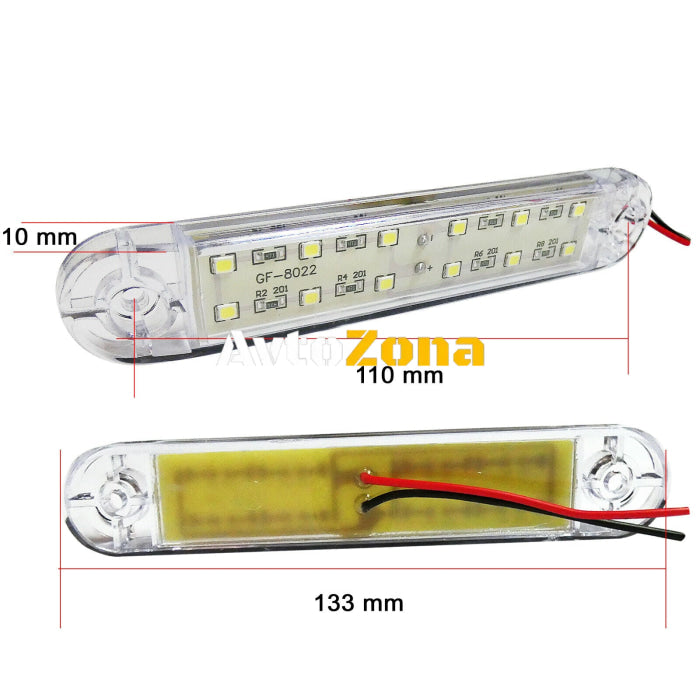 1 брой ЛЕД LED Бял Диоден Маркер Габарит Токос със 12 светодиода за камион ремарке бус ван каравана платформа 12V - Avtozona