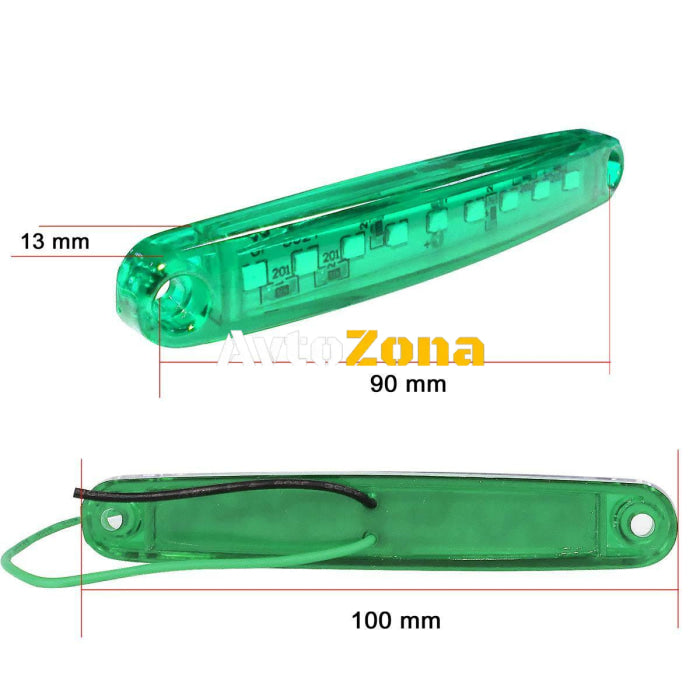 1 брой ЛЕД LED Зелен Диоден Маркер Габарит Токос със 9 светодиода за камион ремарке бус ван каравана платформа 24V - Avtozona