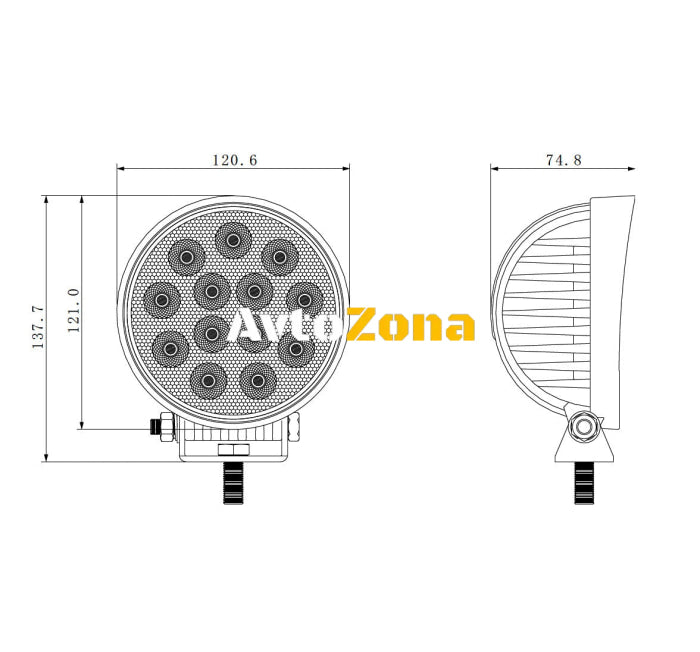 12См 39W Супер Мощен Кръгъл PRO Led Диоден Халоген Лед Лампа Прожектор 12V 24V - Avtozona