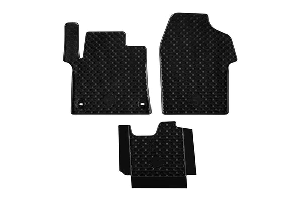 Covorașe de cauciuc Gumarny Zubri pentru Peugeot Expert (2016+) - cu găuri ovale, 3 părți, negru