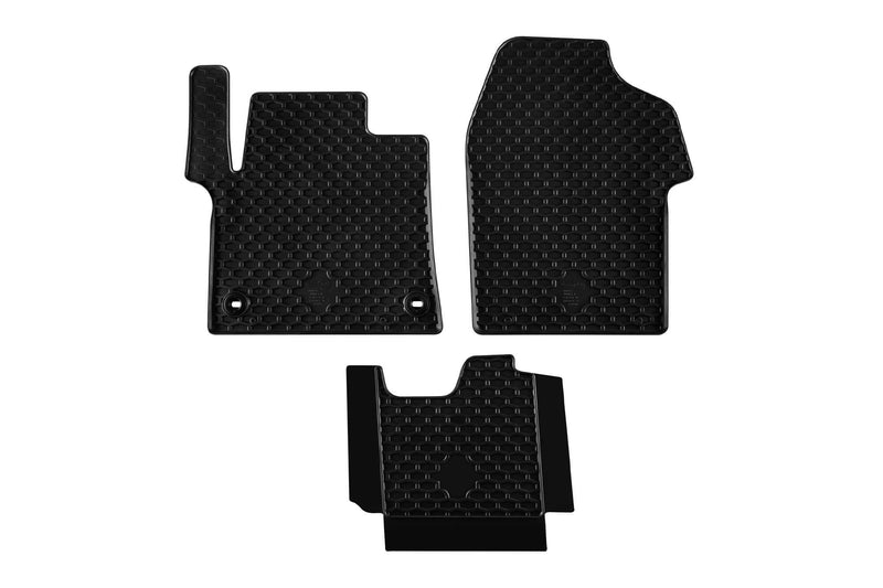 Covorașe de cauciuc Gumarny Zubri pentru Peugeot Expert (2016+) - cu găuri ovale, 3 părți, negru