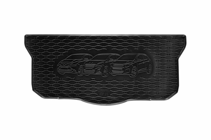 Covoraș de portbagaj din cauciuc Rigum pentru Citroen C1, Peugeot 108, Toyota Aygo (2014+) - cu imprimare 3D, negru