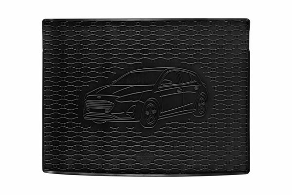 Covoraș de cauciuc Rigum pentru Ford Focus hatchback (2018+) cu imprimare auto, negru
