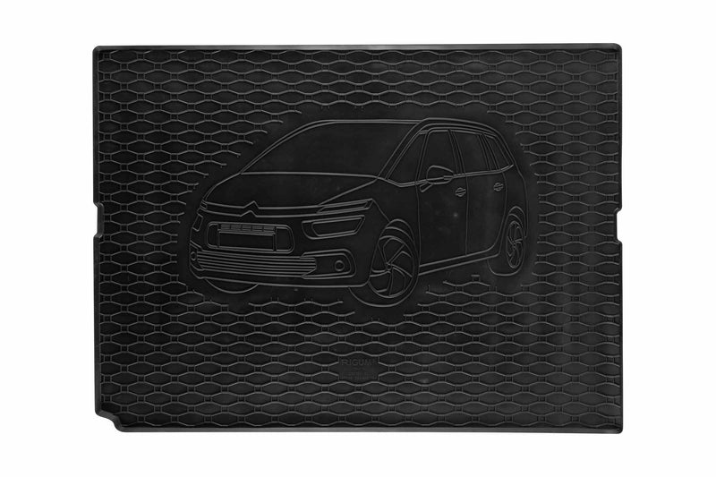 Covoraș de portbagaj din cauciuc Rigum pentru Citroen C4 Grand Picasso (2013+), cu amprenta vehiculului, negru