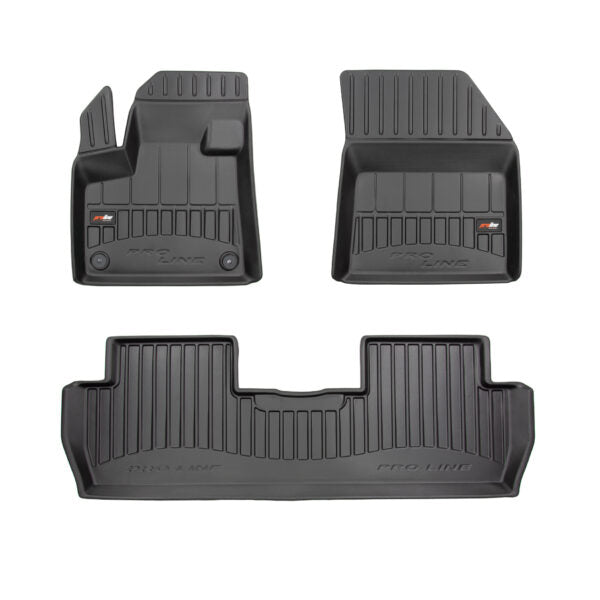 Covorașe de cauciuc 3D Frogum pentru Peugeot 5008 II (2017+), 3 bucăți, negru