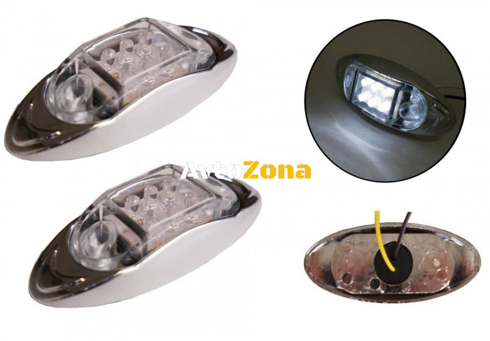 1бр 24V БЯЛ - 6 LED диоден страничен маркер / токос - габаритна светлина