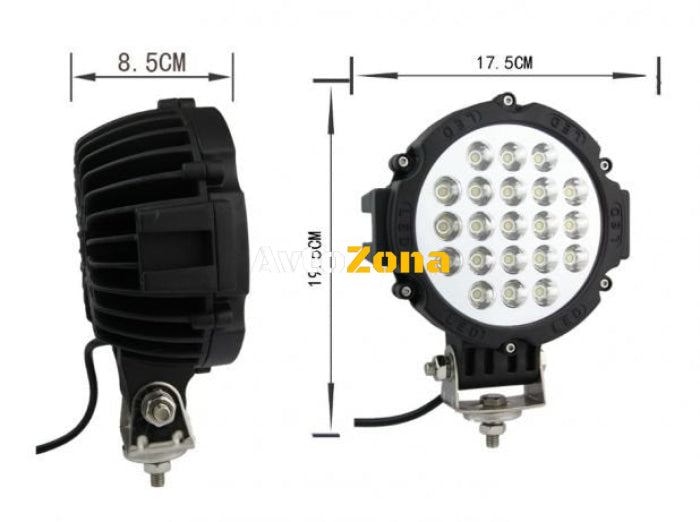 21 LED 63W МОЩЕН ДИОДЕН ФАР ХАЛОГЕН ЗА ДЖИП ATV 4Х4 ОФРОУД - НАСОЧЕНА СВЕТЛИНА - Avtozona