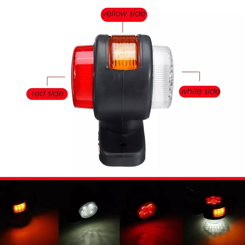 Set de 2 lumini de marcare LED tocosi corn 12V-24V cu trei lumini alb-galben-roșu