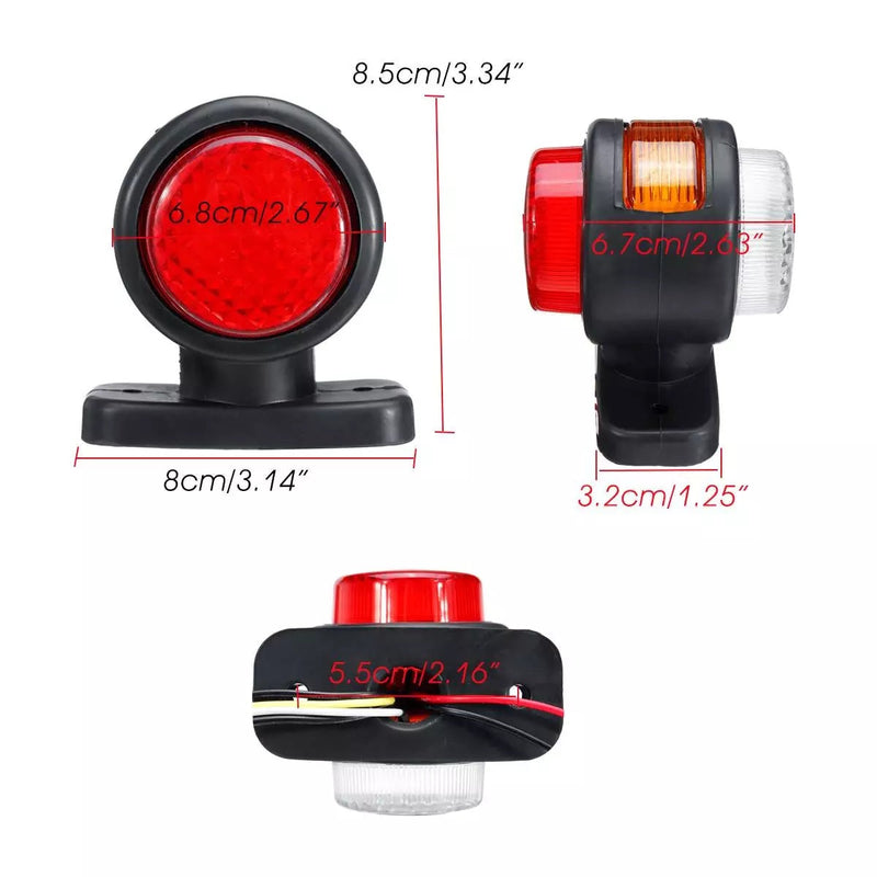 Set de 2 lumini de marcare LED tocosi corn 12V-24V cu trei lumini alb-galben-roșu