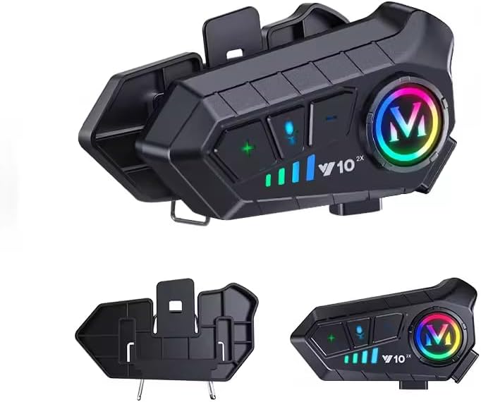 Set de 2 buc. Cască de cască de motocicletă Bluetooth fără fir cu interfon bidirecțional și anulare inteligentă a zgomotului