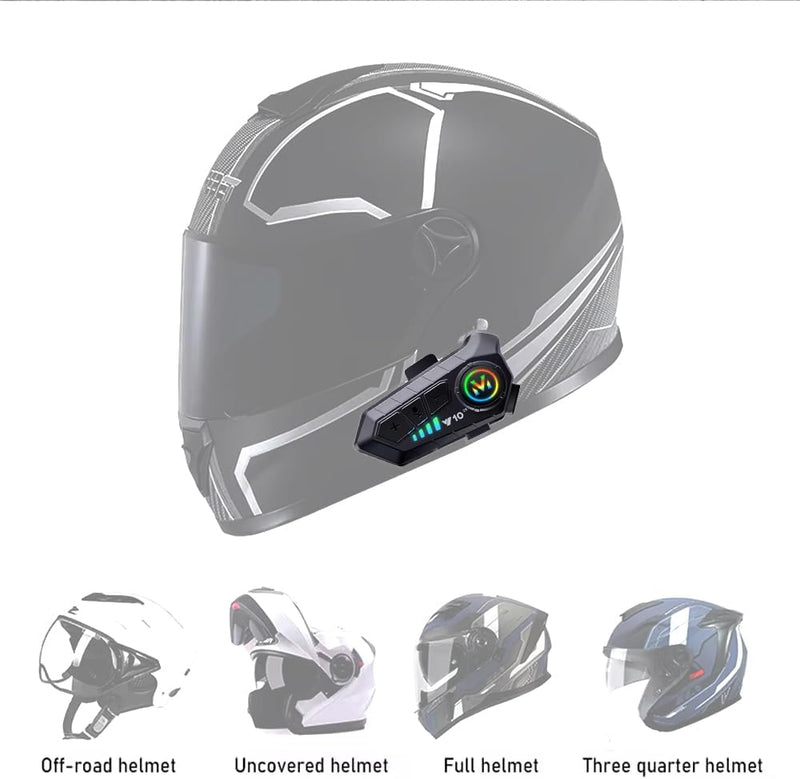 Set de 2 buc. Cască de cască de motocicletă Bluetooth fără fir cu interfon bidirecțional și anulare inteligentă a zgomotului
