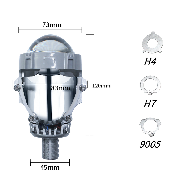 Set de amplificatoare cu diode Bi-LED 2pcs pentru faruri de fază lungă și joasă 2,5 inch 80W 7000lm 12V