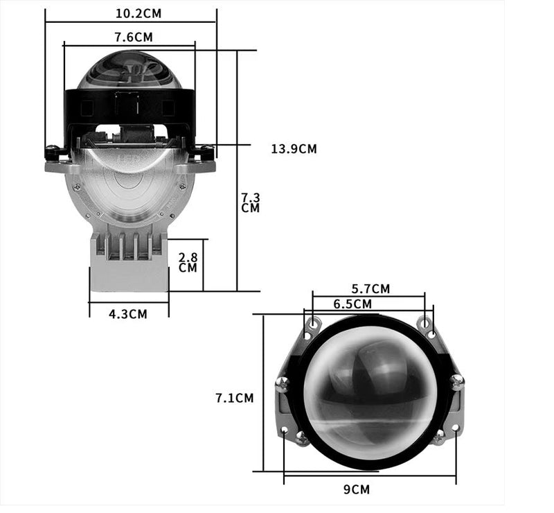 Set de amplificatoare cu diode Bi-LED 2pcs pentru faruri încastrate 3 inch 120W 7500lm 12V +300% luminozitate