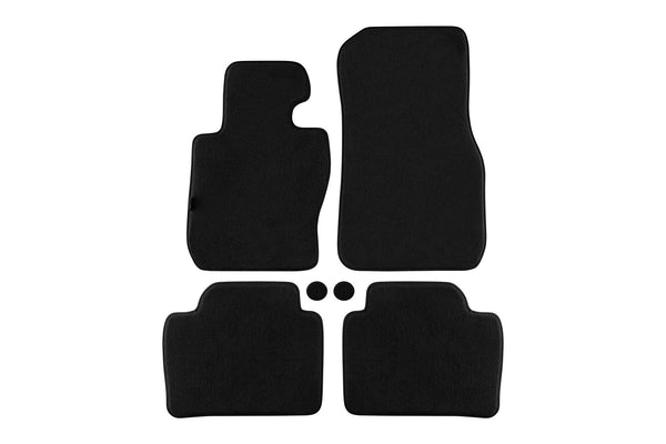 Мокетни стелки Petex за BMW серия 3 F30 седан, F31 комби X-Drive (2012–2019) Style – 4 части, черни, захват B182
