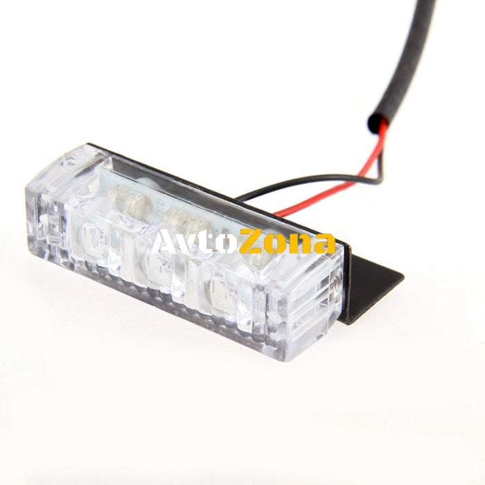 3 Led Аварийна Лампа Жълта Блиц Светлина Мигаща 6 Броя с Контролер 12v - Avtozona