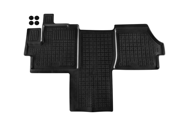 Covoraș din cauciuc Rezaw-Plast pentru Peugeot Boxer II (2006-2023/2023+) pentru versiunea cu 2 și 3 locuri cu scaune încorporate și neincorporate