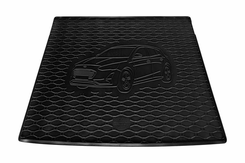 Covoraș de cauciuc Rigum pentru Ford Focus hatchback (2018+) cu imprimare auto, negru