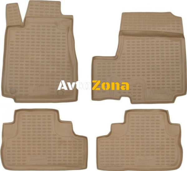 3D Гумени стелки за Honda CR-V (2002-2007) бежови 4pcs. - Avtozona