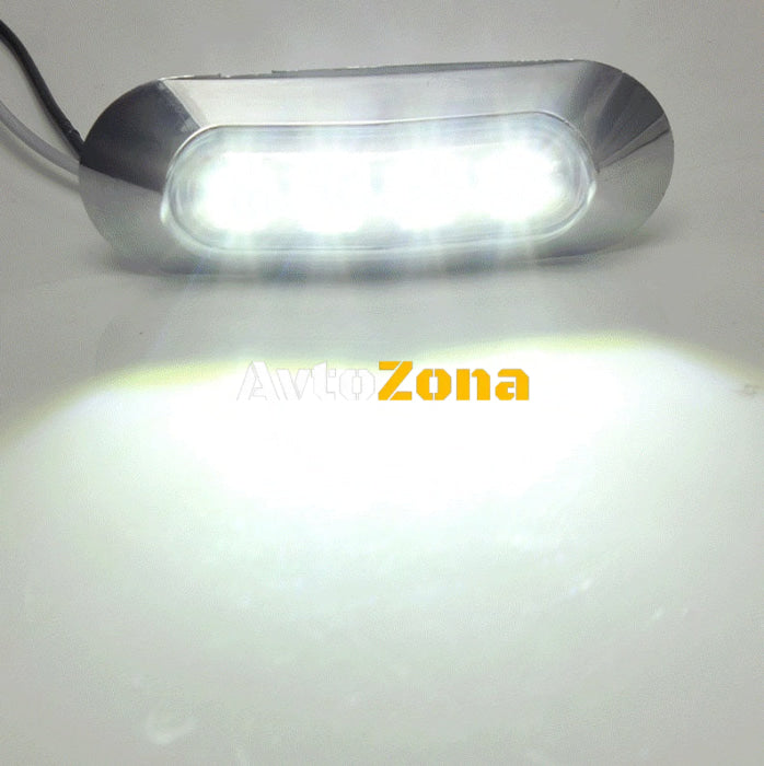 4 LED Светодиоден Габарит Маркер Бял Хромирана рамка 12V - Avtozona