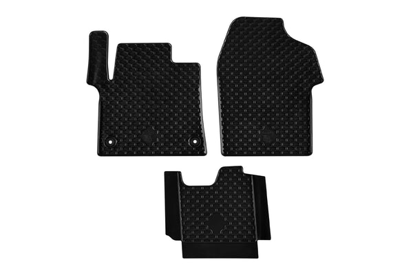 Covorașe de cauciuc Gumarny Zubri pentru Peugeot Expert (2016+) - cu găuri rotunde, 3 părți, negru