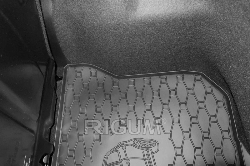 Covoraș de portbagaj din cauciuc Rigum pentru Citroen C1, Peugeot 108, Toyota Aygo (2014+) - cu imprimare 3D, negru