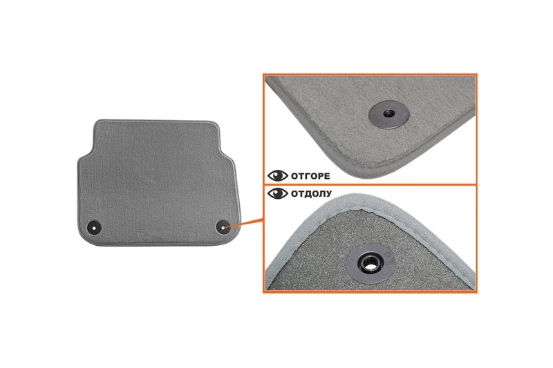 Мокетни стелки Petex за Audi A6 седан/комби (2006–2011), 4 части, сиви, Comet, захват B01E8