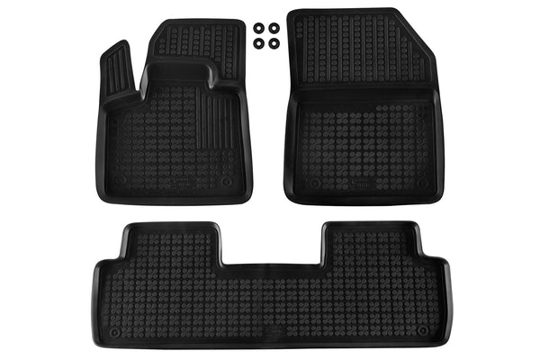 Covorașe din cauciuc Rezaw-Plast pentru Peugeot 5008 (2017 +), 5 locuri, 3 părți, negru