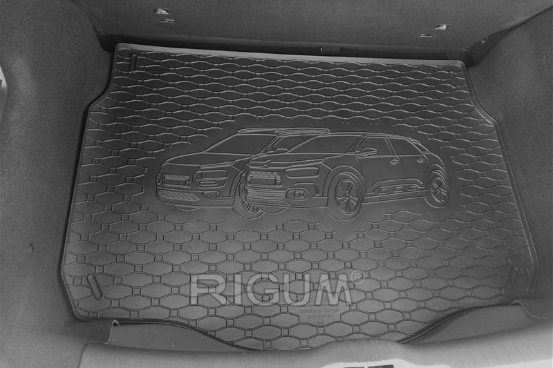 Covoraș de portbagaj din cauciuc Rigum pentru Citroen C4 Cactus (2014/2018+), cu amprenta vehiculului, negru
