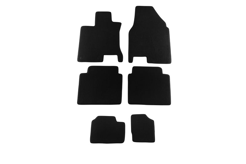 Мокетни стелки Petex за Nissan Qashqai +2 (2008–2014) Style, 7 места, 6 части, черни, захват B142