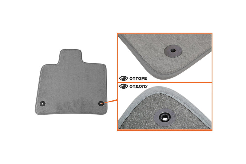 Мокетни стелки Petex за Audi Q7 (2006–2015), Comet, 4 части, сиви, захват B018