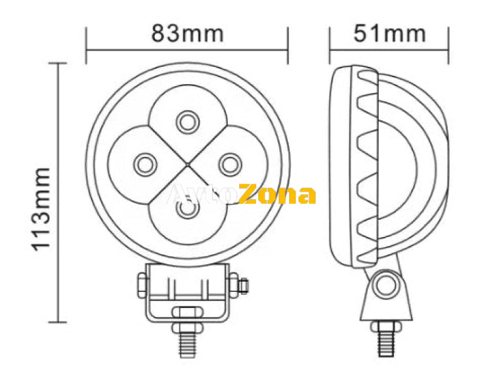 8.3 См 12W Led Лед Диоден Фар Прожектор Халоген Джип Мотор 4X4 12V 24V 720 Лумена - Avtozona