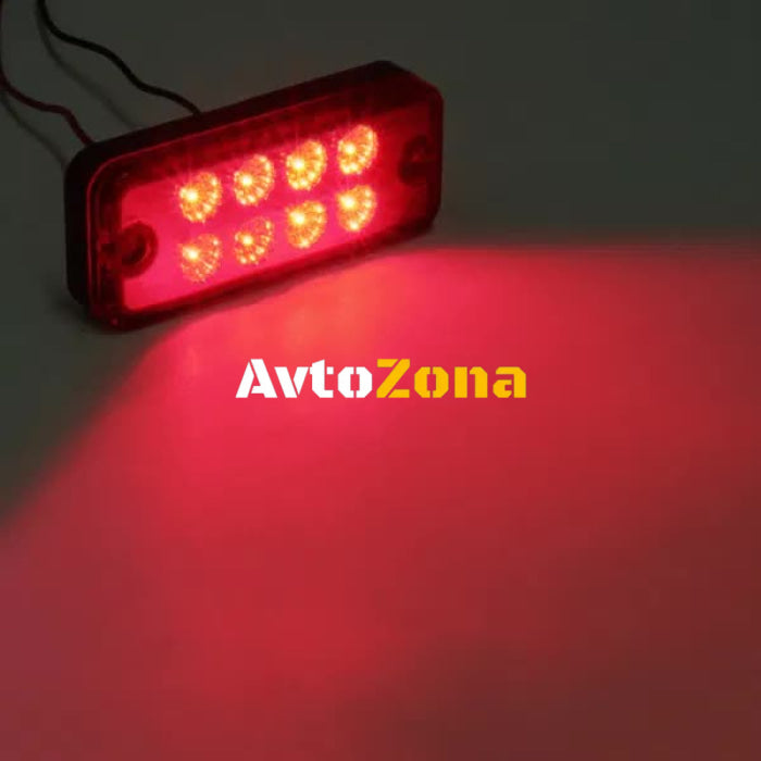 8 LED Червени - Диодни Лед Габарити / Светлини / Токоси - 99mm x 40mm - 12V - Avtozona