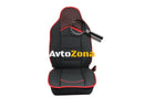 Авто Тапицерия Калъфи за Предни Седалки Черна с Червено Текстил и Кожа - Avtozona