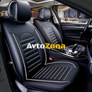 КОМПЛЕКТ КОЖЕНИ УНИВЕРСАЛНИ КАЛЪФИ ЗА СЕДАЛКИ 2БР/К-Т - ЧЕРНО СЪС СИВО - Avtozona