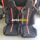 Спортни седалки - велур черни с червена кожена лента 2бр. в к-т - Avtozona