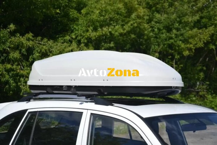 Автобокс Turino 177x81x46cm с двустранно отваряне с ключ 410 литра - бял - Avtozona