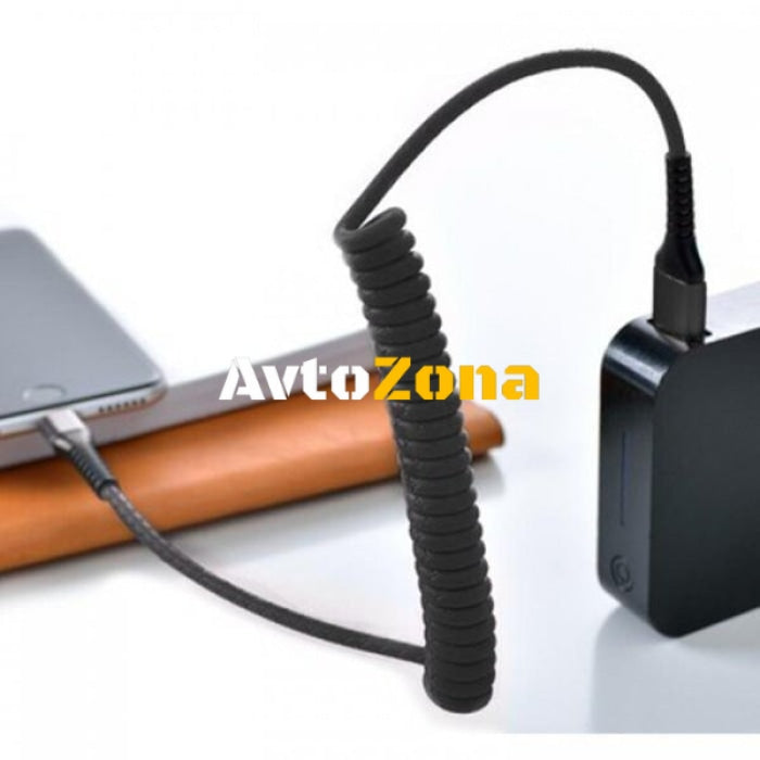 Разтягащ се USB кабел за iPhone и iPad - Avtozona