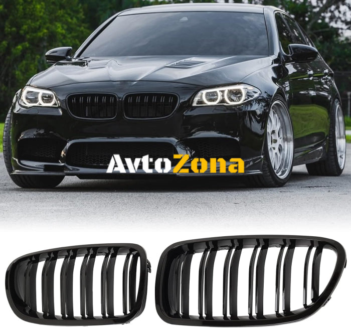 Черни Решетки за BMW F10 / F11 (2010 + ) с Пиано Дизайн - Avtozona