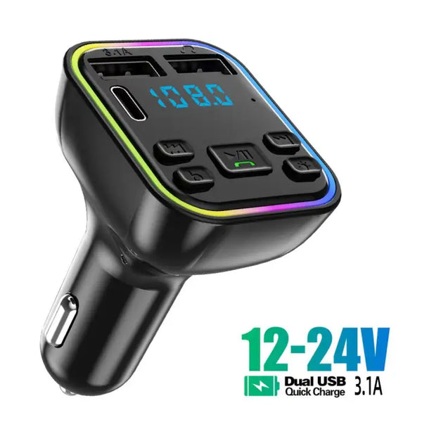 12-24V Автомобилен bluetooth 5.0 FM трансмитер зарядно телефон безжичен хендсфри MP3 модулатор плейър аудио приемник PD Type-C Dual USB