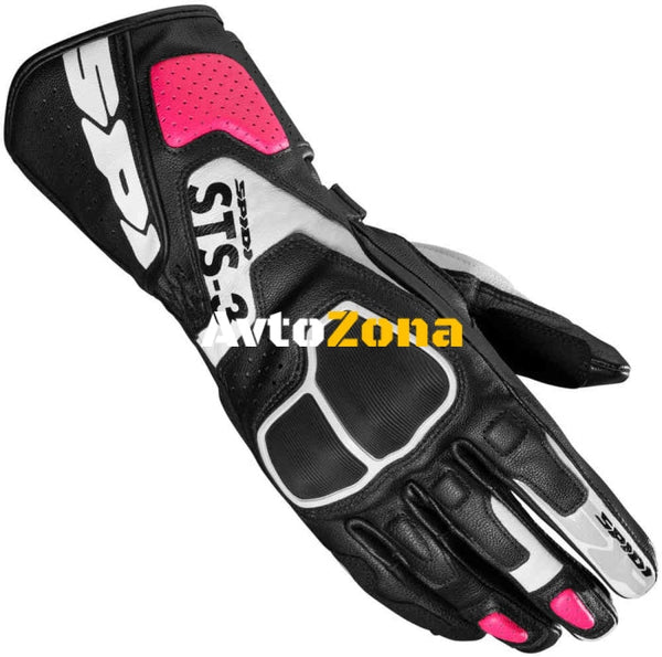 Дамски кожени мото ръкавици SPIDI STS-3 BLACK/FUCHSIA - Avtozona