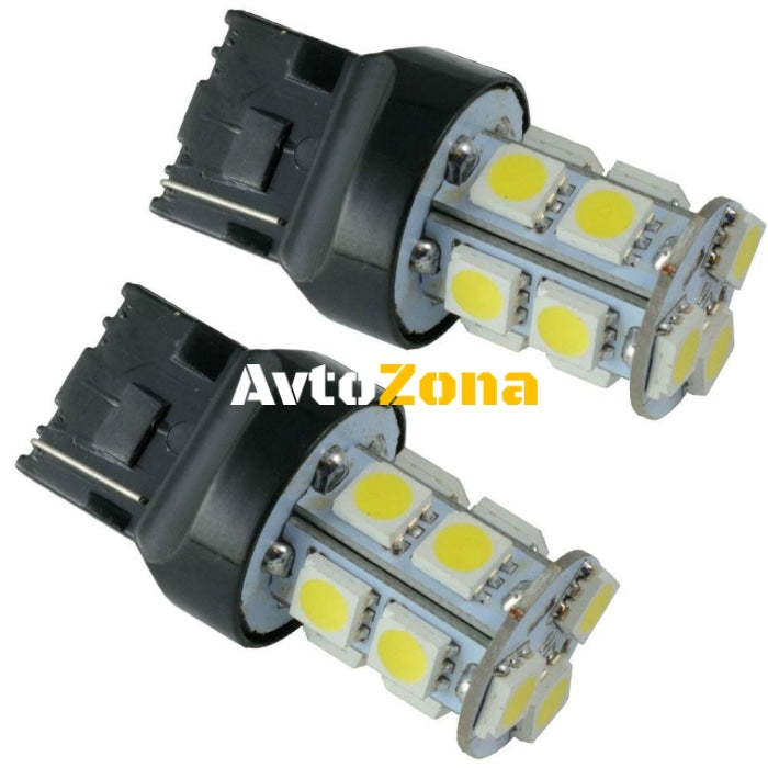 Диодна крушка тип T20 с 13 SMD диода двойна светлина бяла - Avtozona