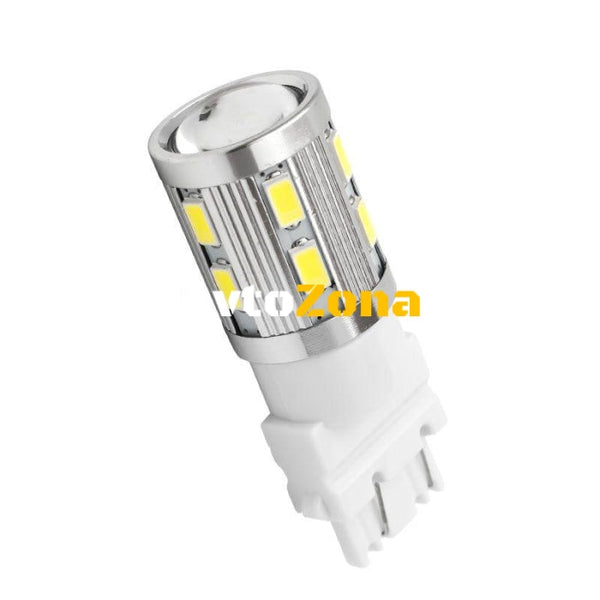 Диодна крушка тип T25 3156 CANBUS с 16 SMD диода 5630 и лупа - единична светлина - бяла - Avtozona