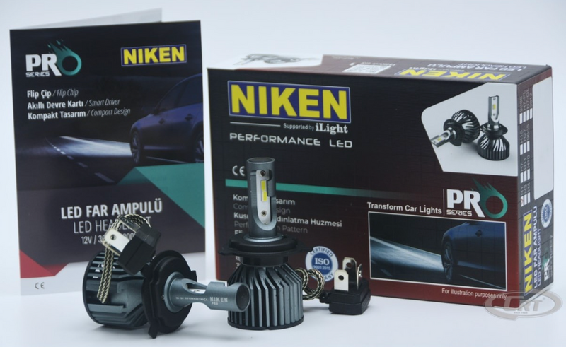 Диодни крушки Niken H4 PRO – 8000lm 30W 6500K комплект от 2 броя - Avtozona