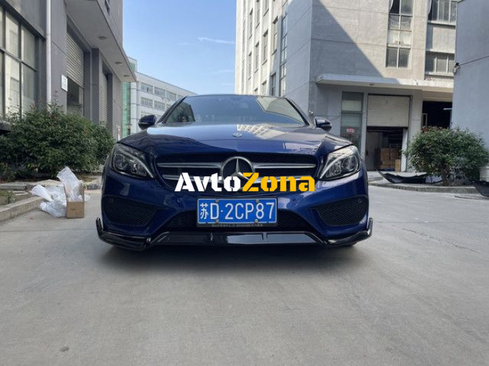 Добавка предна броня за Mercedes W205 C-class (2015-2018) - черен гланц - Avtozona