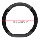 Capac volan în formă de D - negru carbon, piele ecologică și nubuc, 37-38 cm