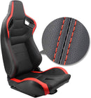 Спортни седалки тип Рекаро – Черни с червени акценти 2бр. в к-т - Avtozona