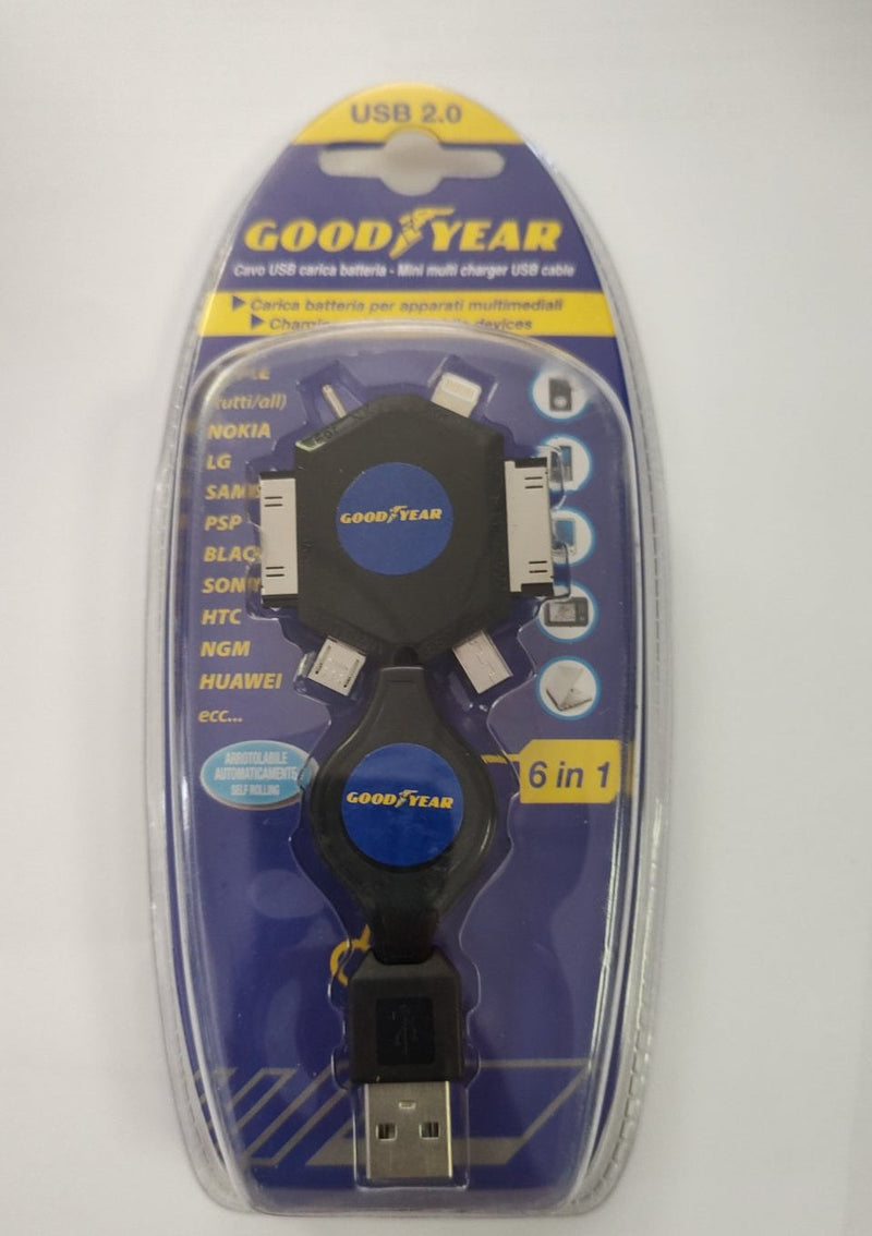 Goodyear Универсално USB зарядно с 6 адаптера – Черен - Avtozona